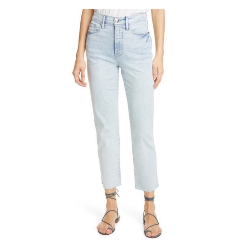 Frame Le Sylvie Slender Straight Leg Stretch Jeans Light Wash Pali 32